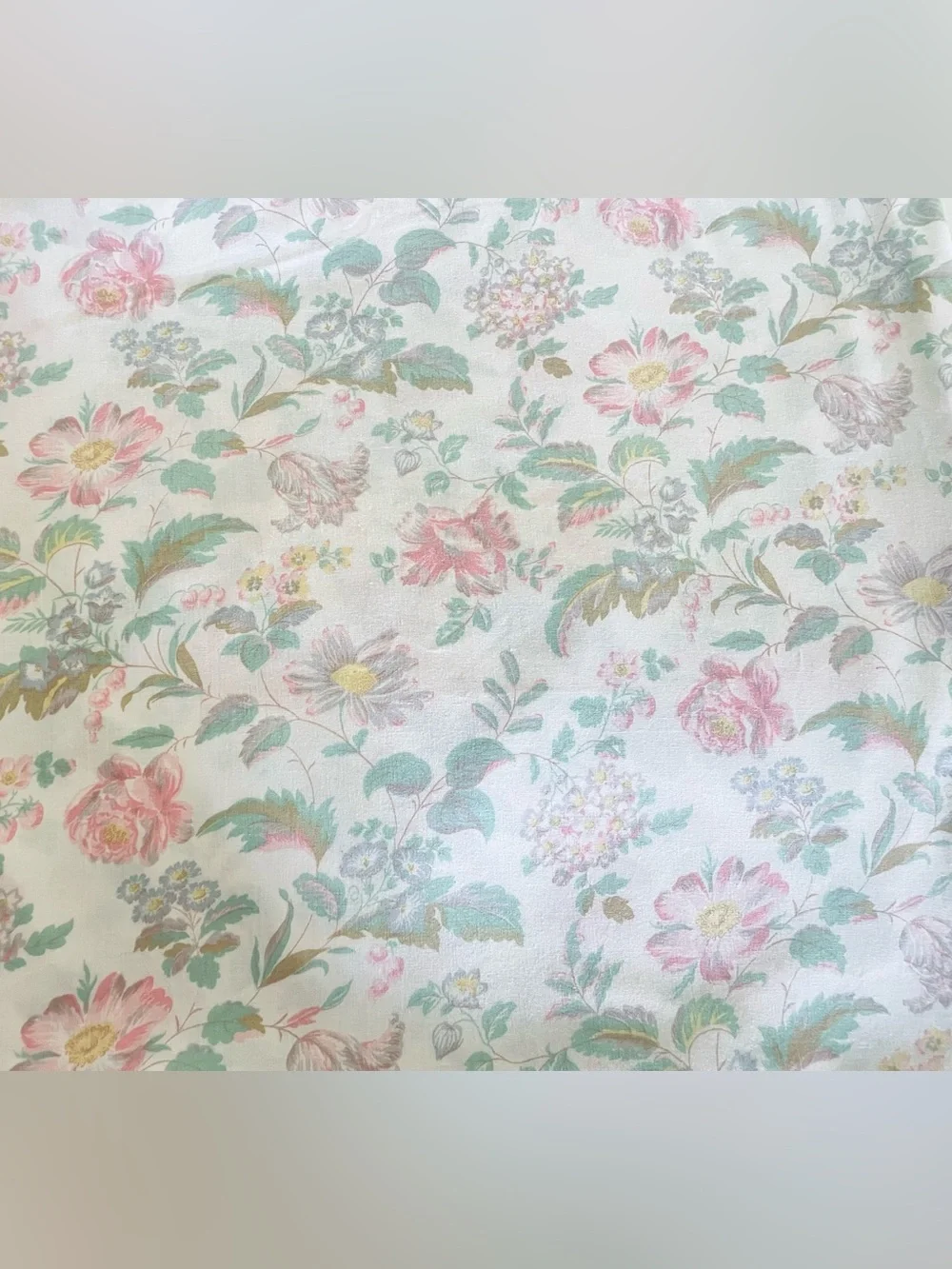 Vintage MCM Dan River Dantrel Muslin Flat & Fitted Floral King Sz